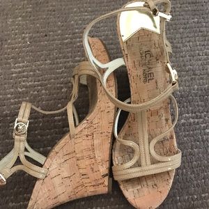 Michael Korda Tan Wedge Sandals
